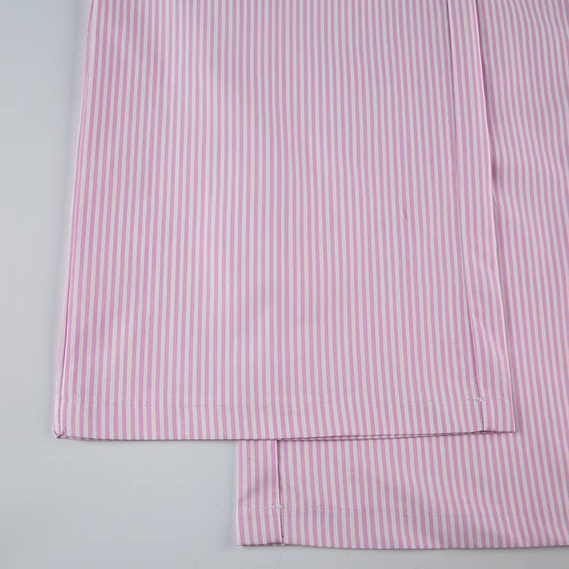 Low-waisted loose-fitting straight-leg trousers