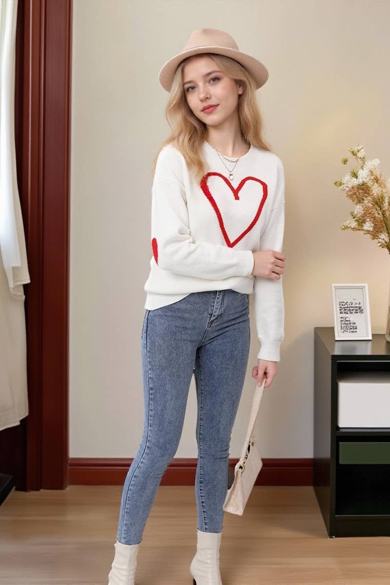 CWOSWL07589_HEART JACQUARD VALENTINE'S DAY KNIT TOP