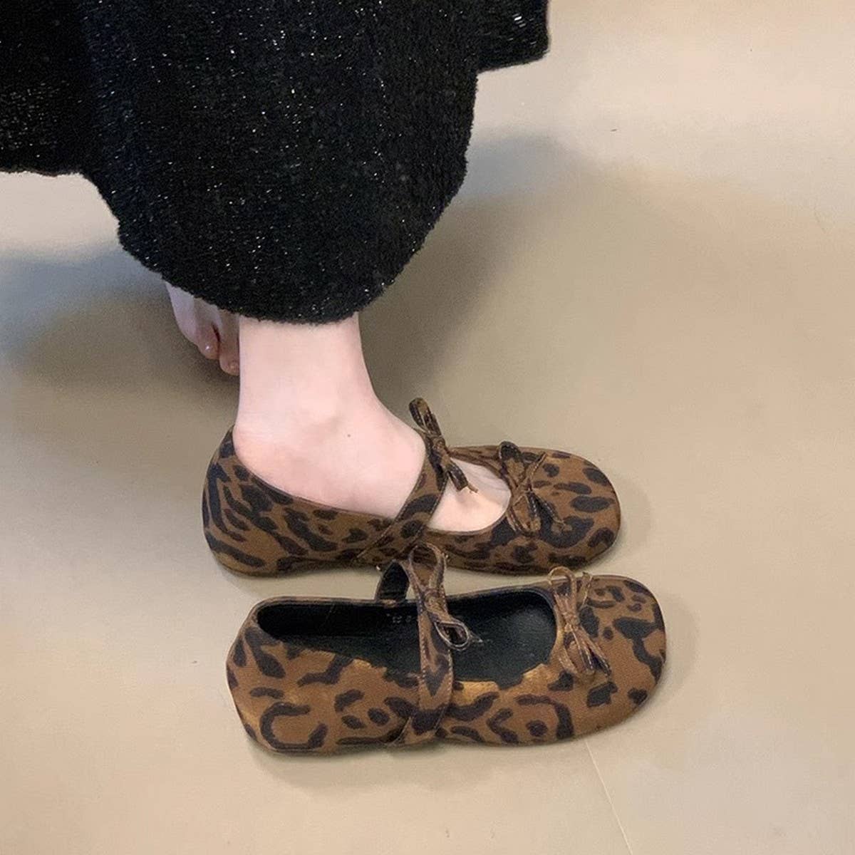 Double Bow Mary Jane Shoes with Hidden Heel