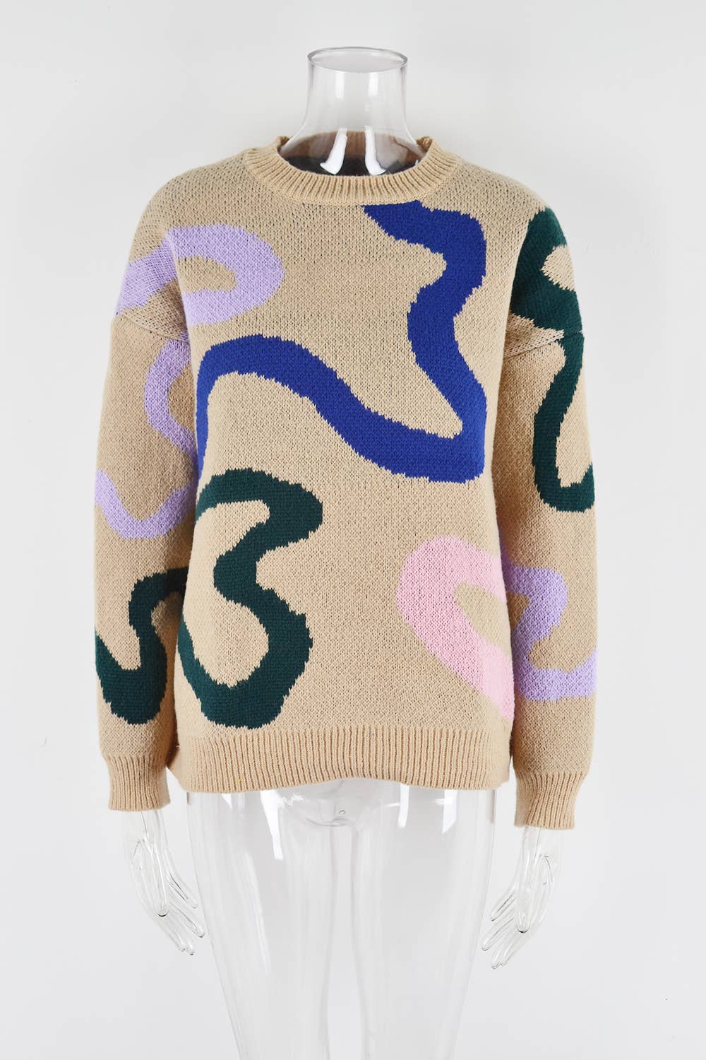 STYLISH CREW NECK SWEATER GEOMETRIC SWEATER