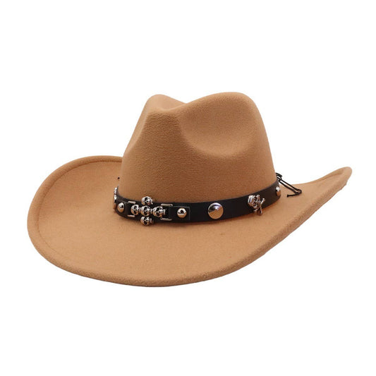 Ethnic Style Wool Blend Felt Cowboy Fedora Hat_CWAH04381