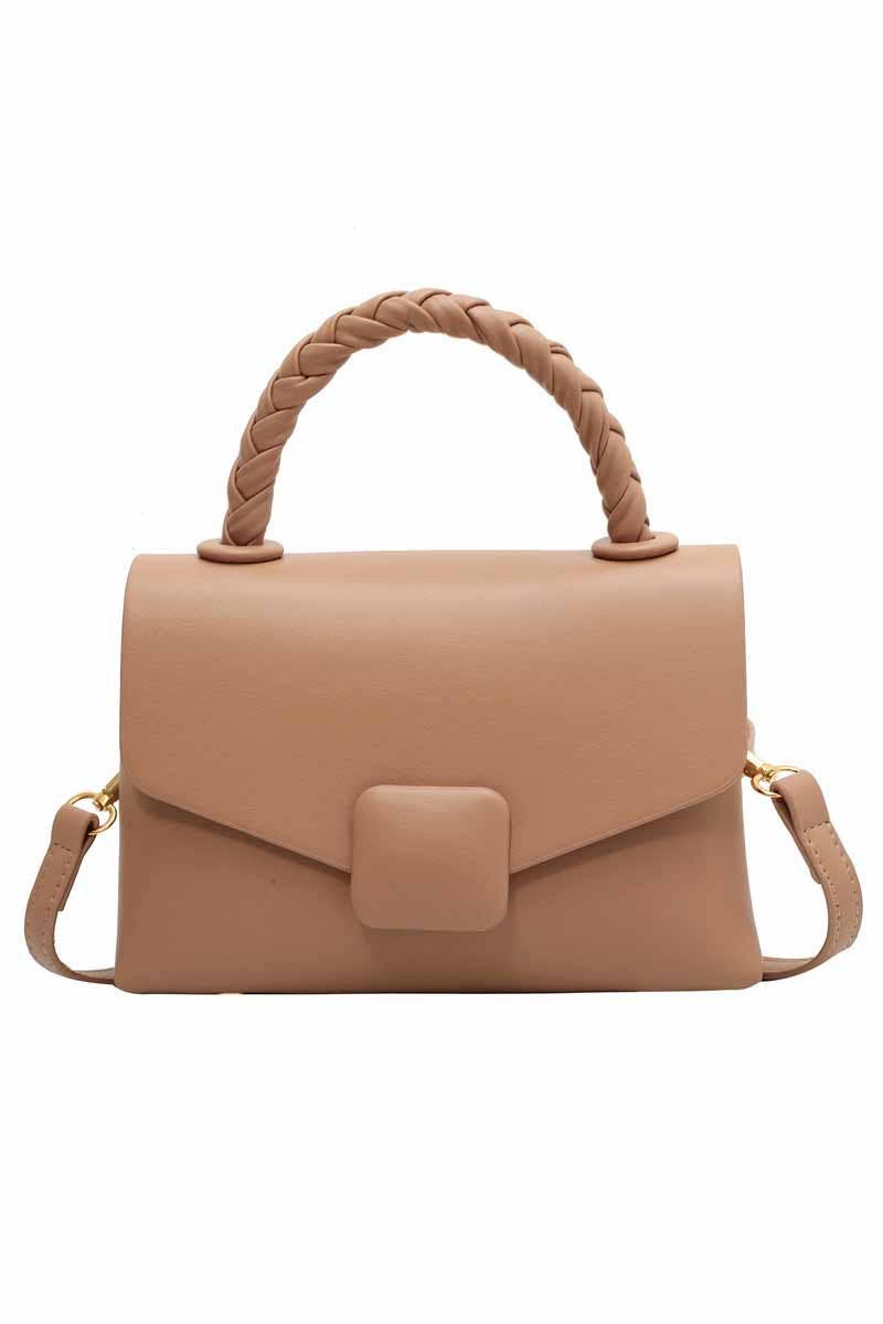 TWIST HANDLE SQUARE BUTTON BAG_CWAB0474