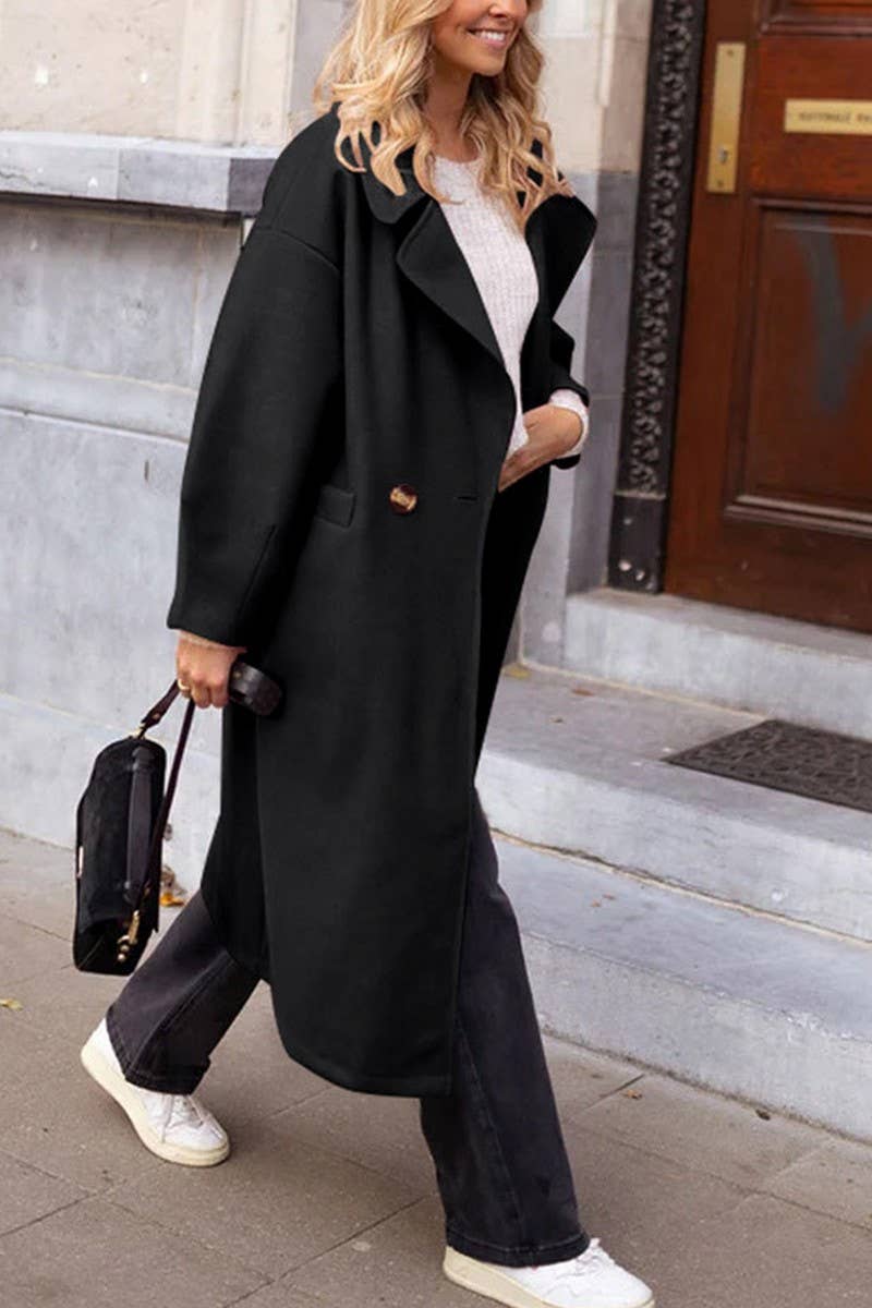 CWOCO1158_AUTUMN CASUAL MID-LENGTH BUTTON SWEATER DRESS