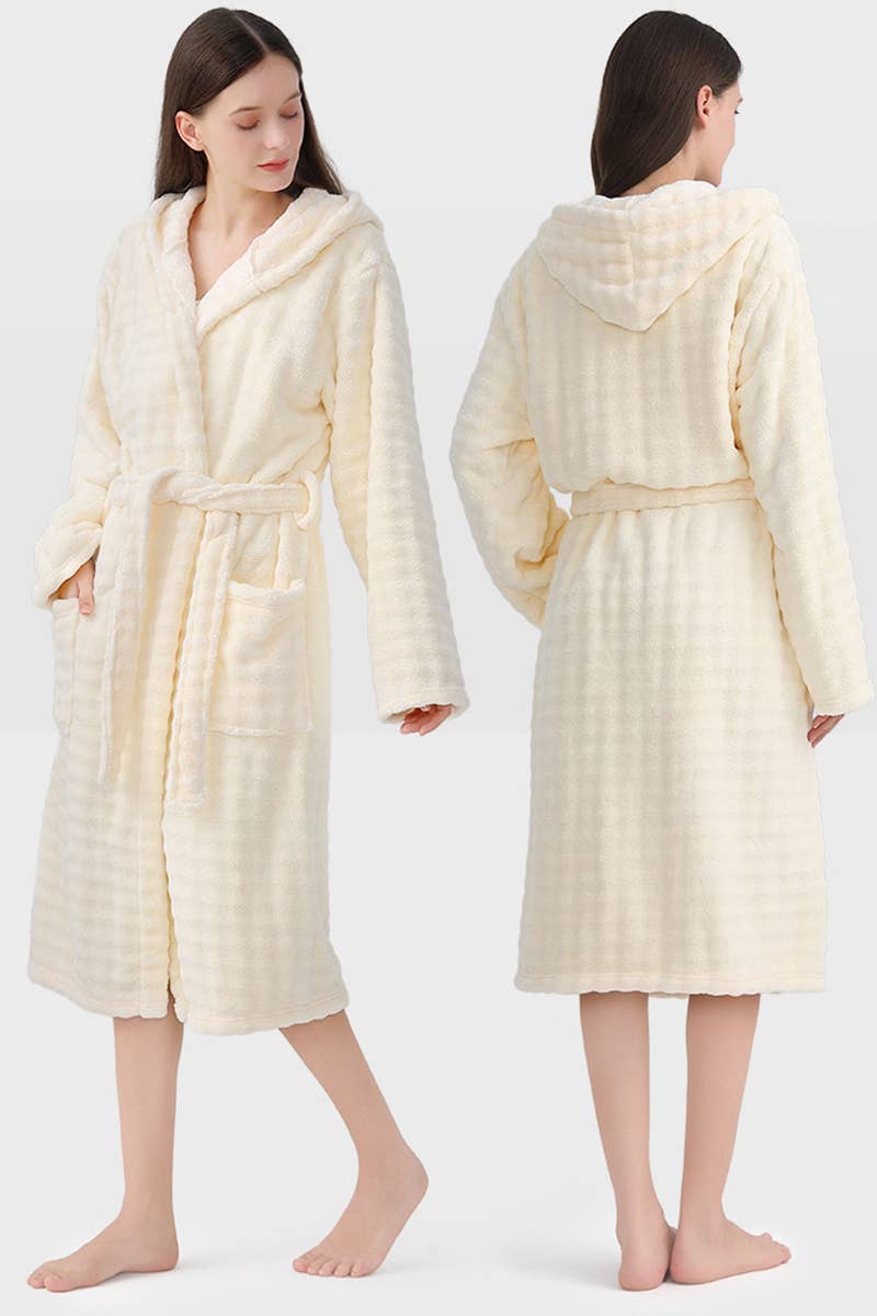 CWMM8295_THICKENED HOUSEHOLD LONG CORAL FLEECE ADULT ROBE