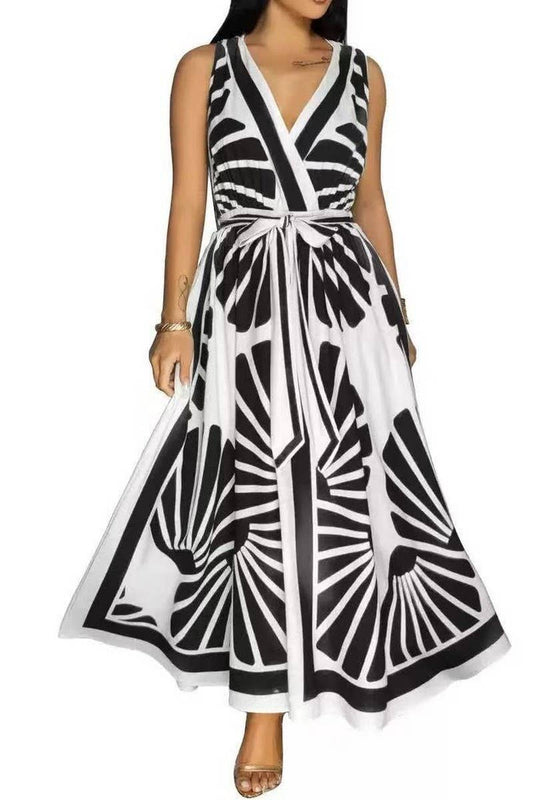 CWDMD5852_BOHO FLORAL V-NECK SLEEVELESS MAXI DRESS