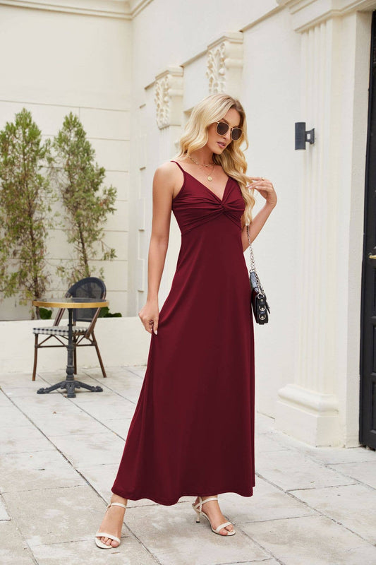 Long elegant and loose solid-color halter dress