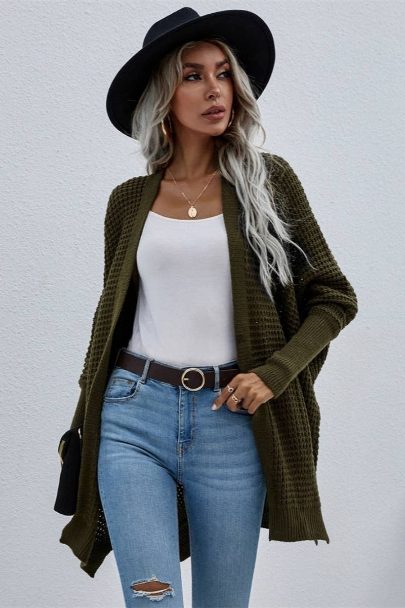 CWOCAL372 Oversized Open Front Casual Cardigan Sweater