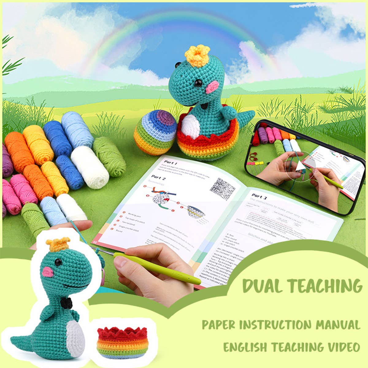 HANDMADE DIY DINOSAUR CROCHET MATERIAL KIT