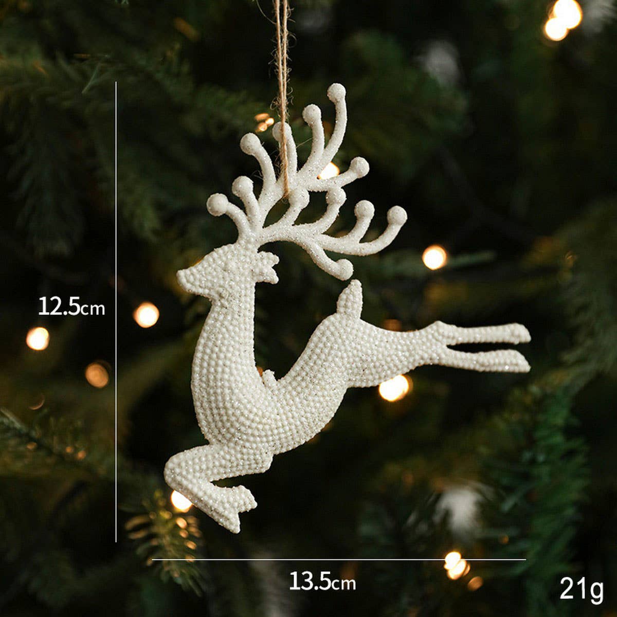 White Plastic Reindeer Star Holiday Decoration