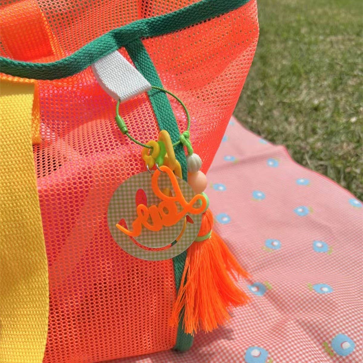 MESH CONTRAST COLOR BEACH TRAVEL STORAGE BAG_CWAB1916