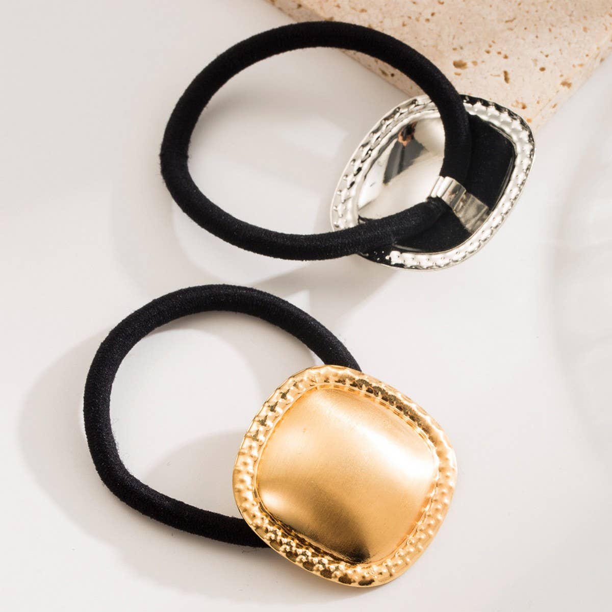 Minimalist Metallic Square Elastic Hair Tie