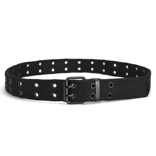 Double-pin buckle cotton double-row hole belt