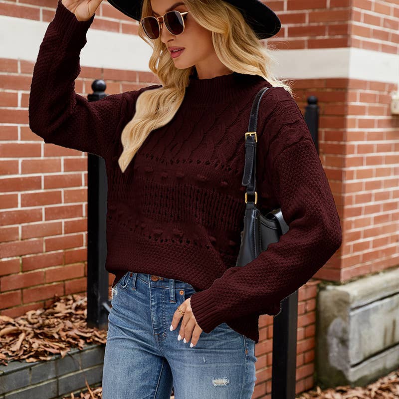 Solid color fashion long-sleeved pullover sweater