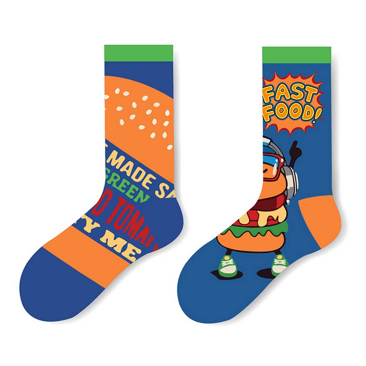 AB SIDE HAMBURGER BEER MID-TUBE TRENDY SOCKS_CWMS1009