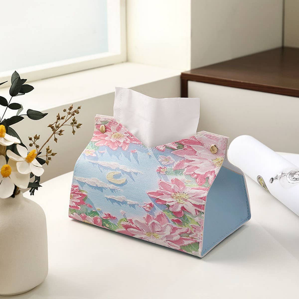 LIGHT LUXURY FOLDING OIL PAINTING STYLE TISSUE BOX