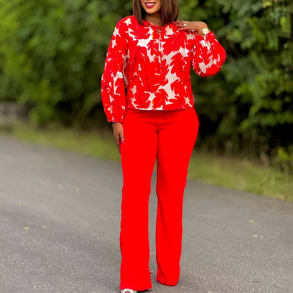 PRINTED TOP AND WIDE-LEG PANTS TWO-PIECE SET_CWSTB1142