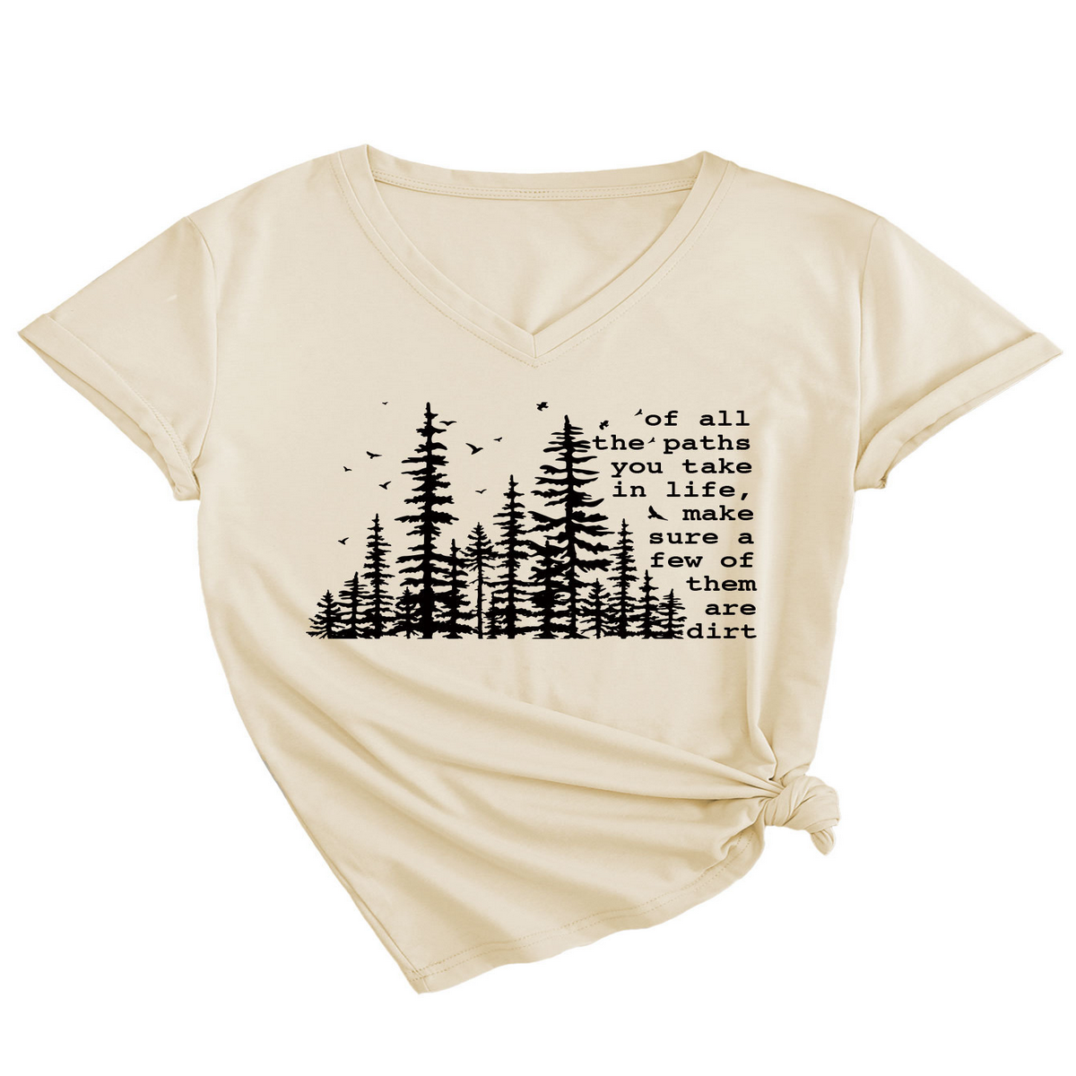 Summer V-Neck Short Sleeve Printed Tee