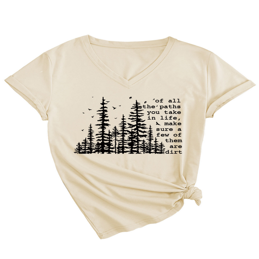 Summer V-Neck Short Sleeve Printed Tee