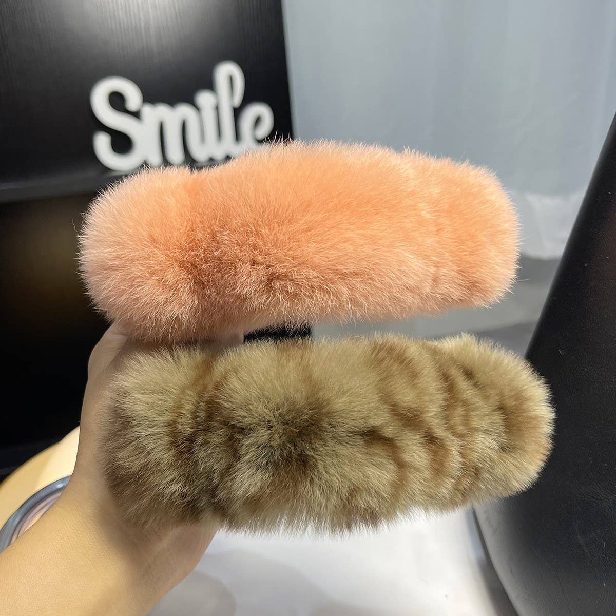 Fuzzy Bunny Fur Hair Claw, Large Lazy Style Clip