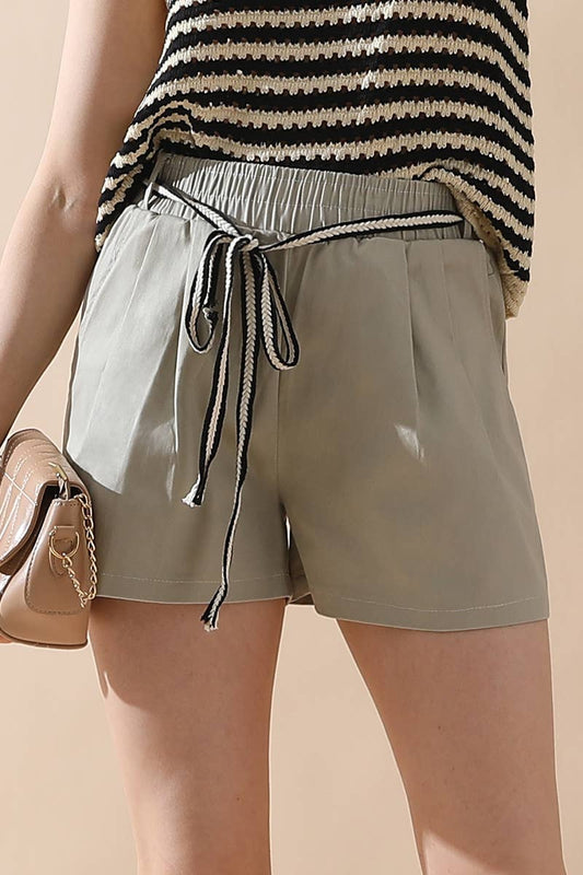 CWBSP133_WAIST LIGHTWEIGHT LINED DRAWSTRING CASUAL SHORTS