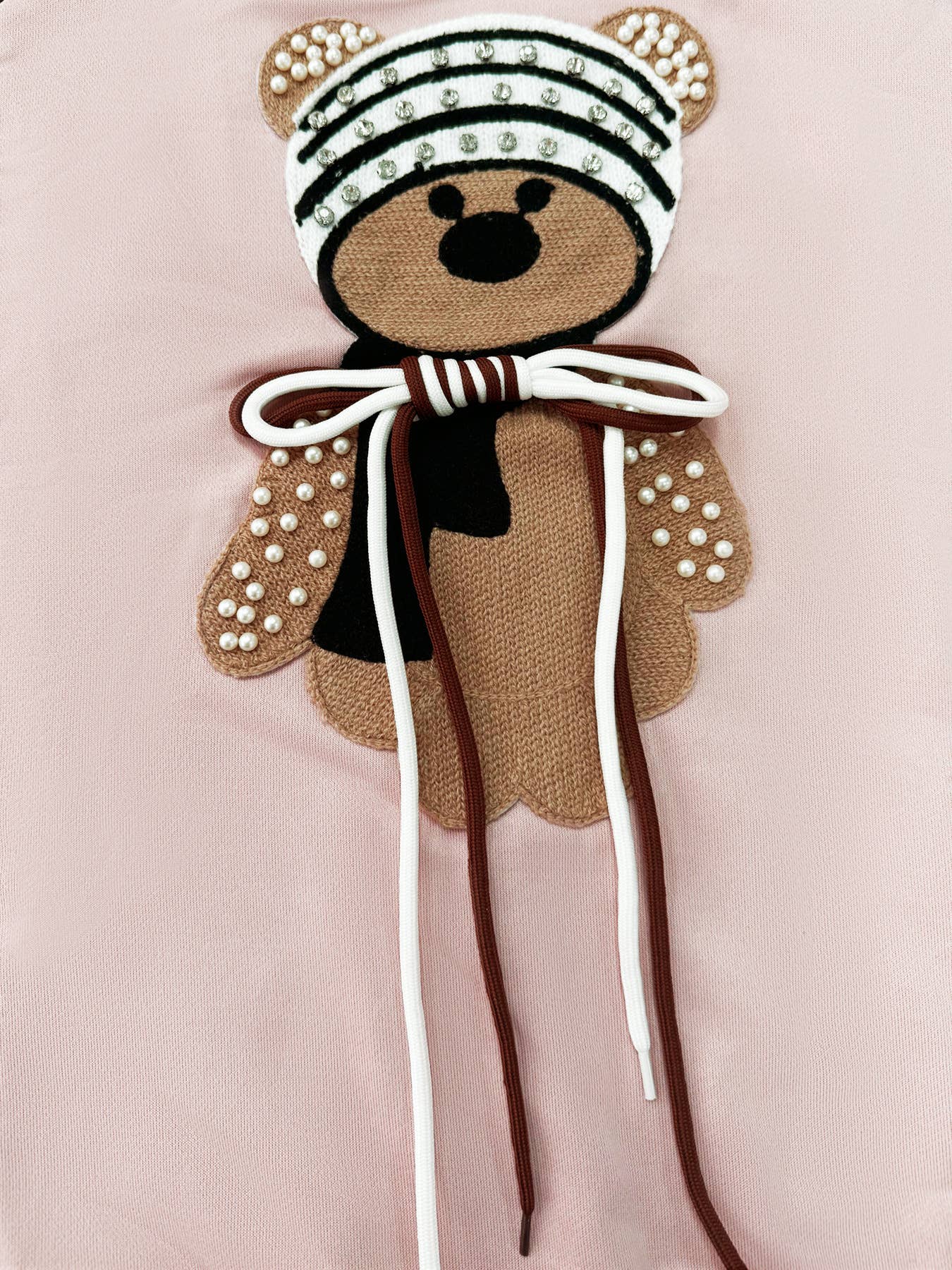 Design Sense Bear Lace-Up Color Matching Hoodie