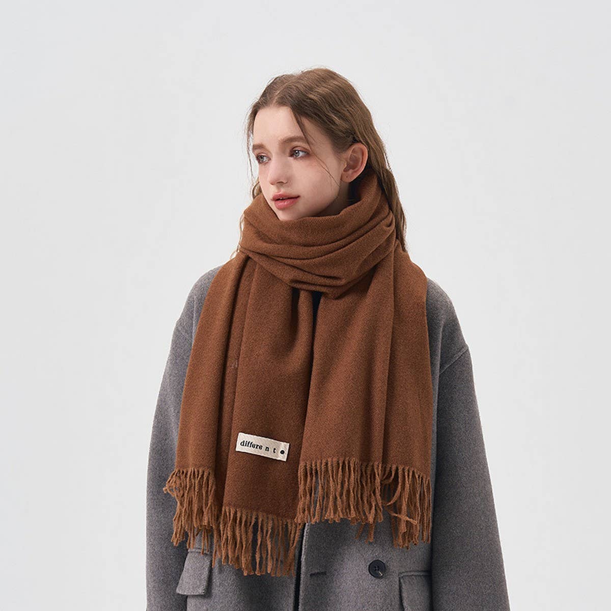 Colorblock Tassel Scarf - Thick Wrap for Students