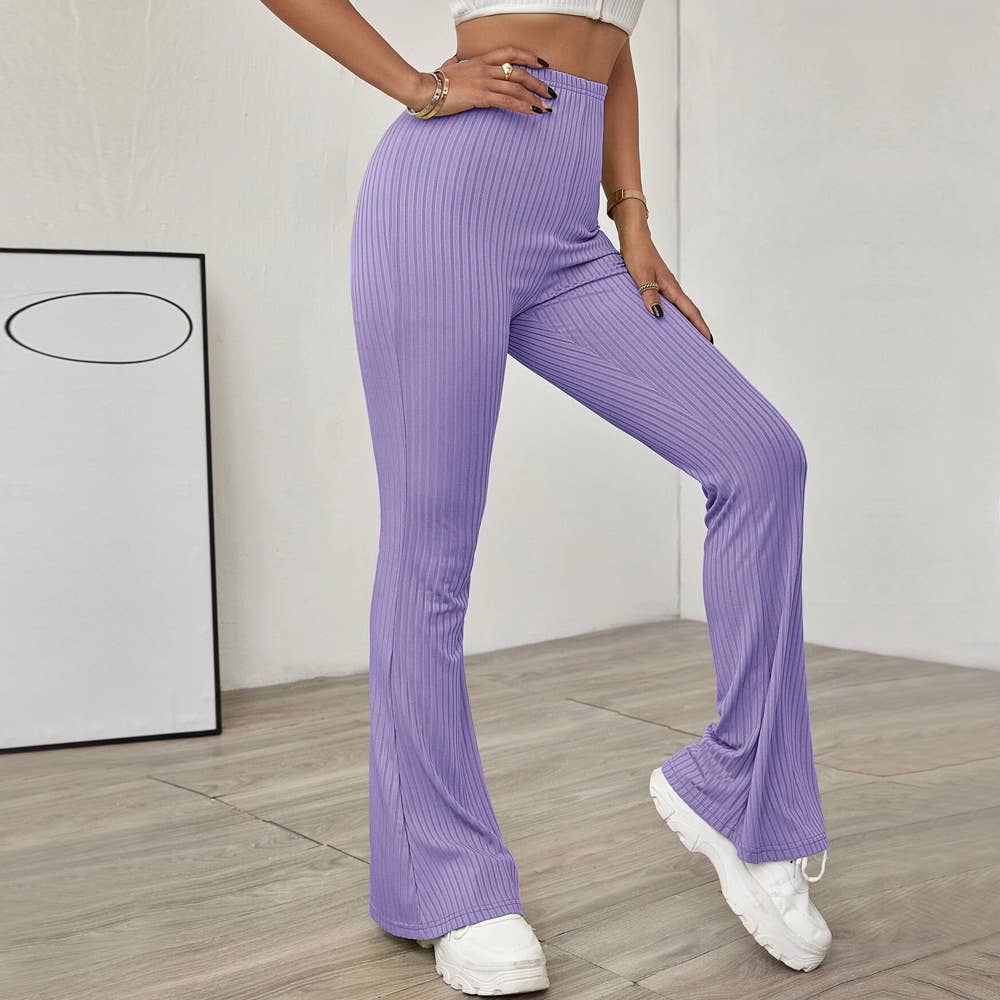 HIGH-WAISTED BELTLESS MICRO-CUT KNIT PANTS