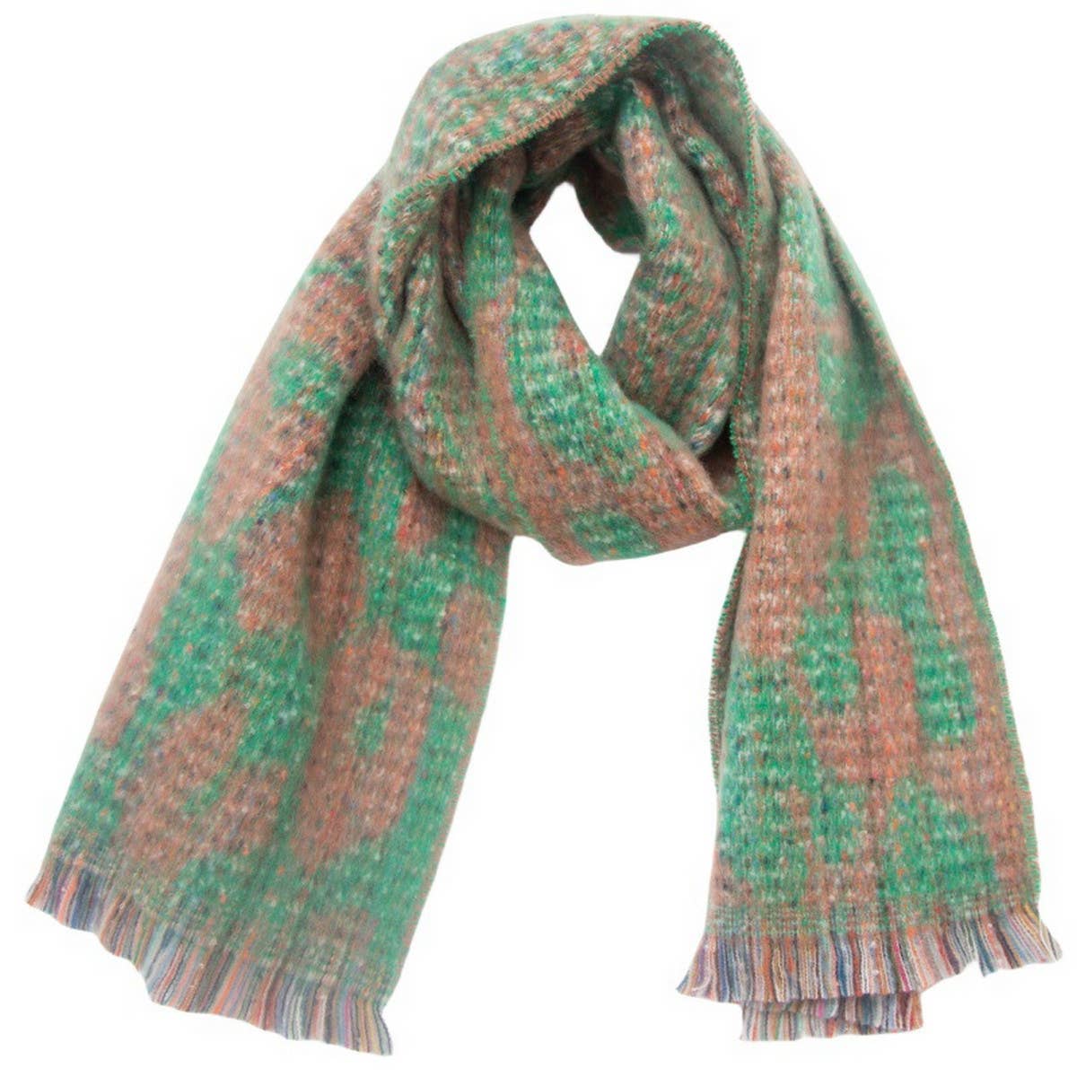Leopard Jacquard Scarf ? Fringe Winter Wrap