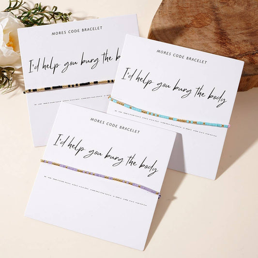 RICE BEADS MORSE CODE THIN BRACELET_CWAB4629