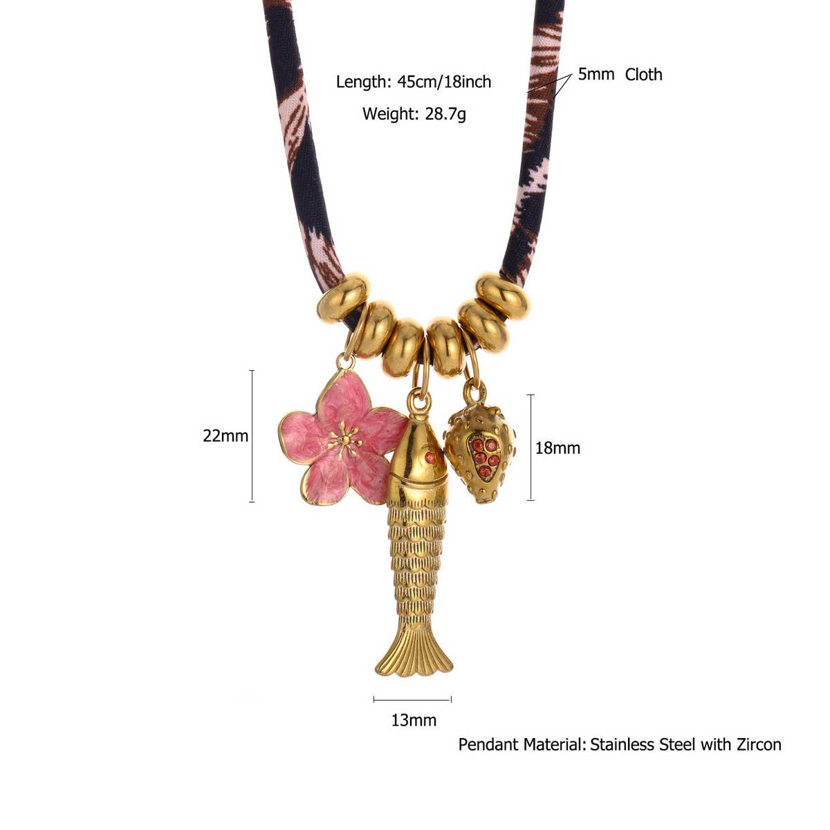 Ocean Rope Necklace with Starfish & Fish Charms_CWMM8813