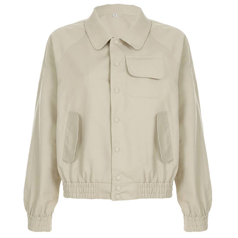 SINGLE-BREASTED POCKET CARGO JACKET WITH LAPEL