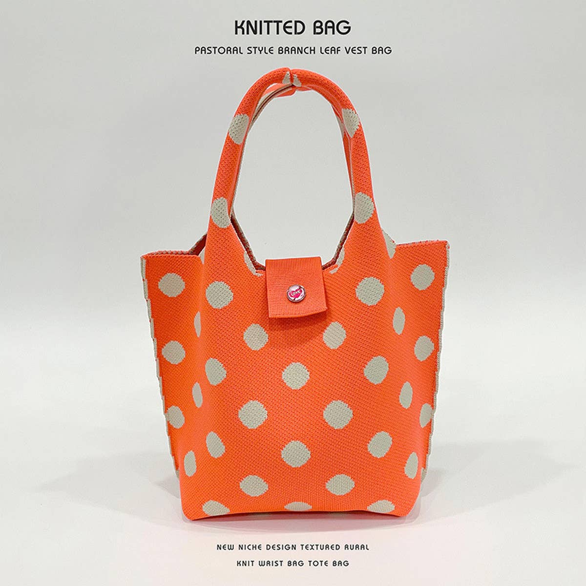 LARGE CAPACITY POLKA DOT KNITTED TOTE BAG_CWAB1541