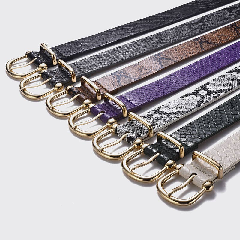 TREND SERPENTINE PU LEATHER GOLD BUCKLE BELT