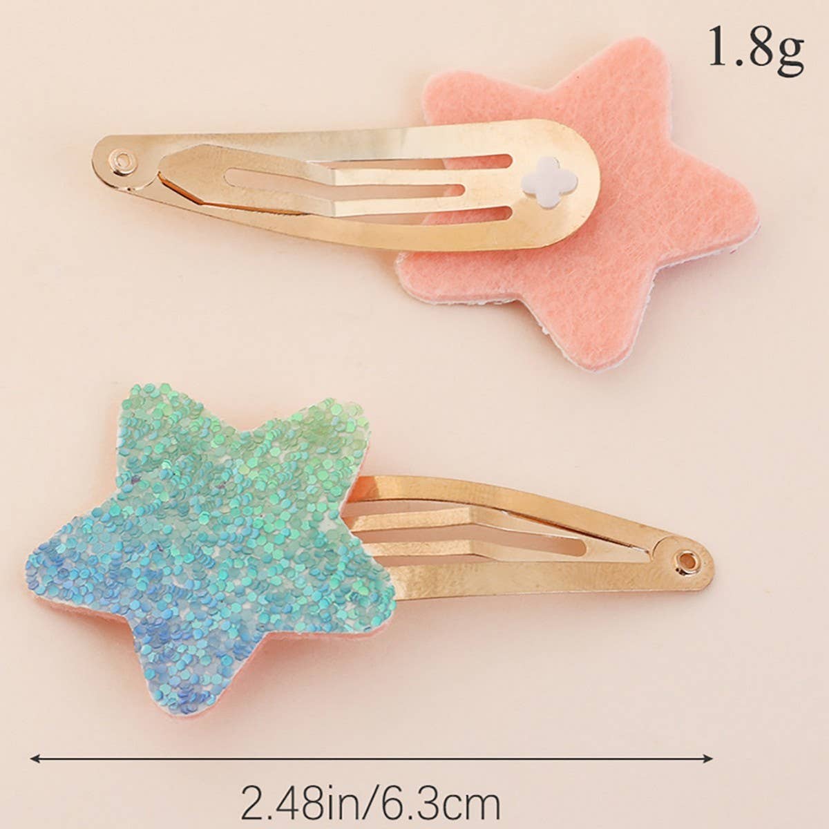 Glitter BB Clip Set with Stars & Hearts for Girls