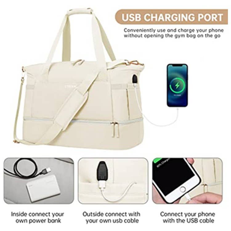 USB charging port fitness bag