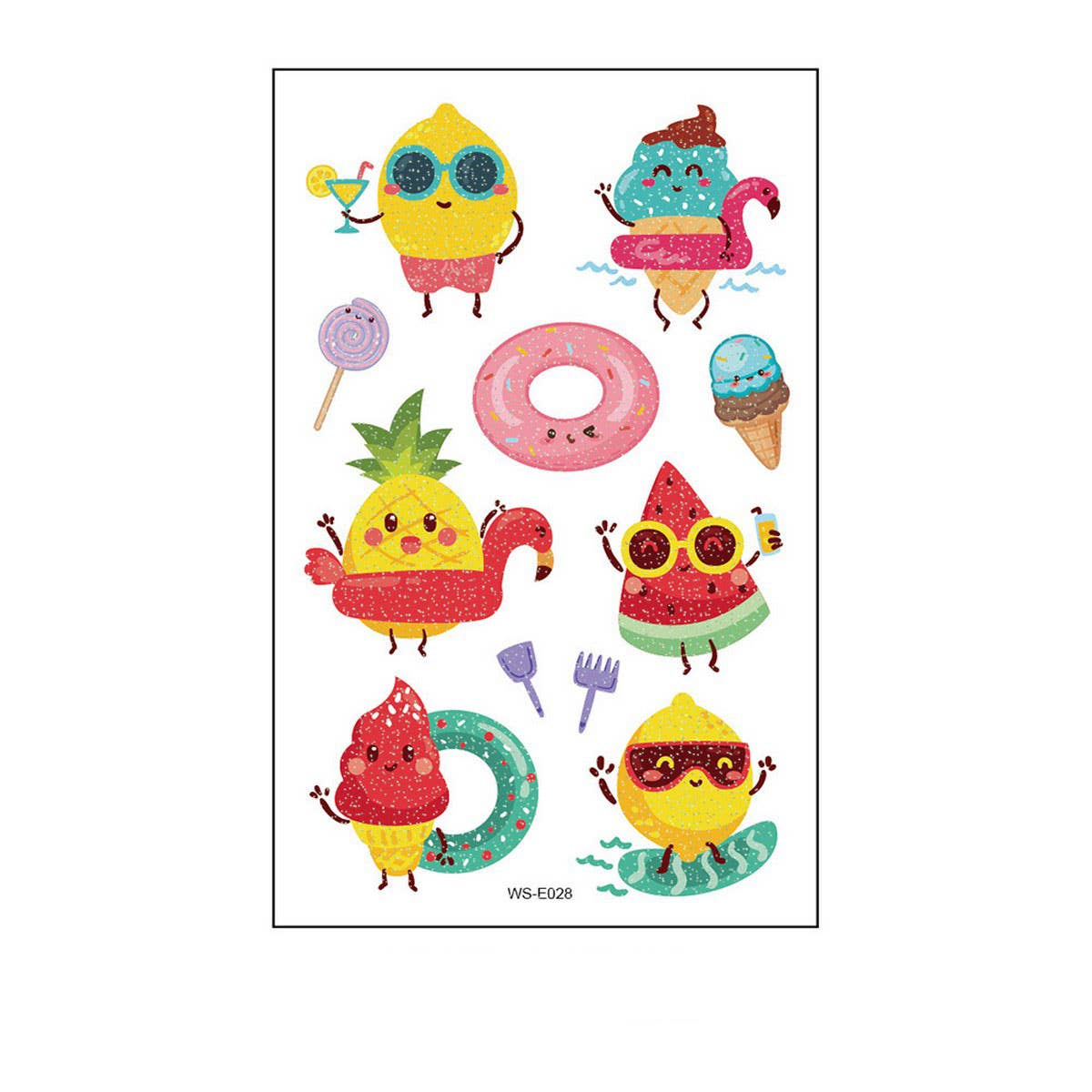 Waterproof Kids Sparkle Fruit & Veggie Tattoos