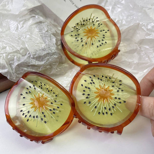 Quirky Kiwi Fruit Acetate Hair Claw, Back Bun Clip_CWAHA1340