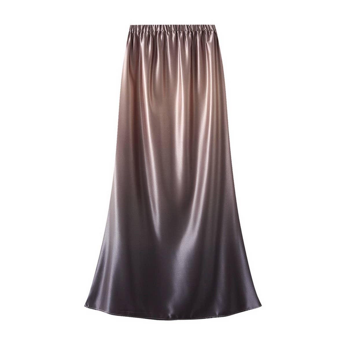 Satin High-Waist Fishtail Bodycon Midi Skirt
