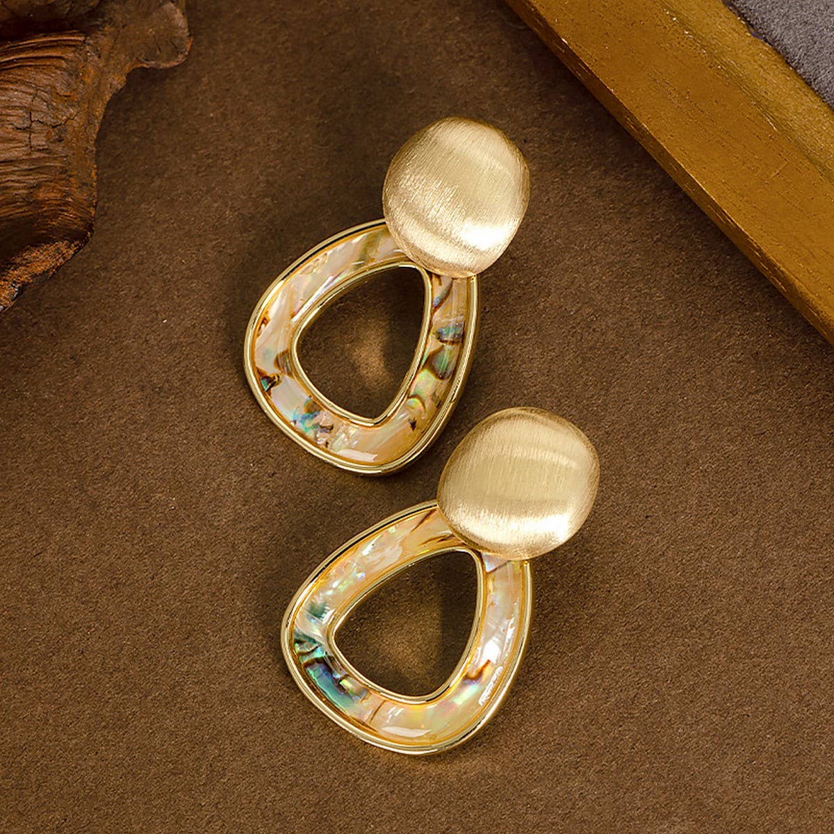 PERSONALIZED HOLLOW COLORFUL ABALONE EARRINGS_CWMM4322