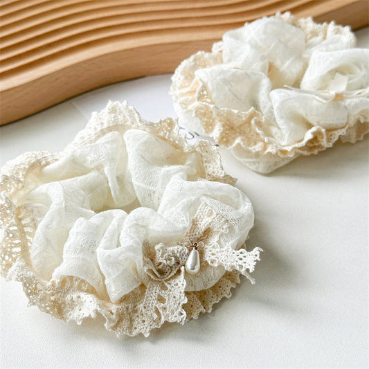VINTAGE PEARL ROSE HAIRBAND HAIR TIE_CWAHA1359