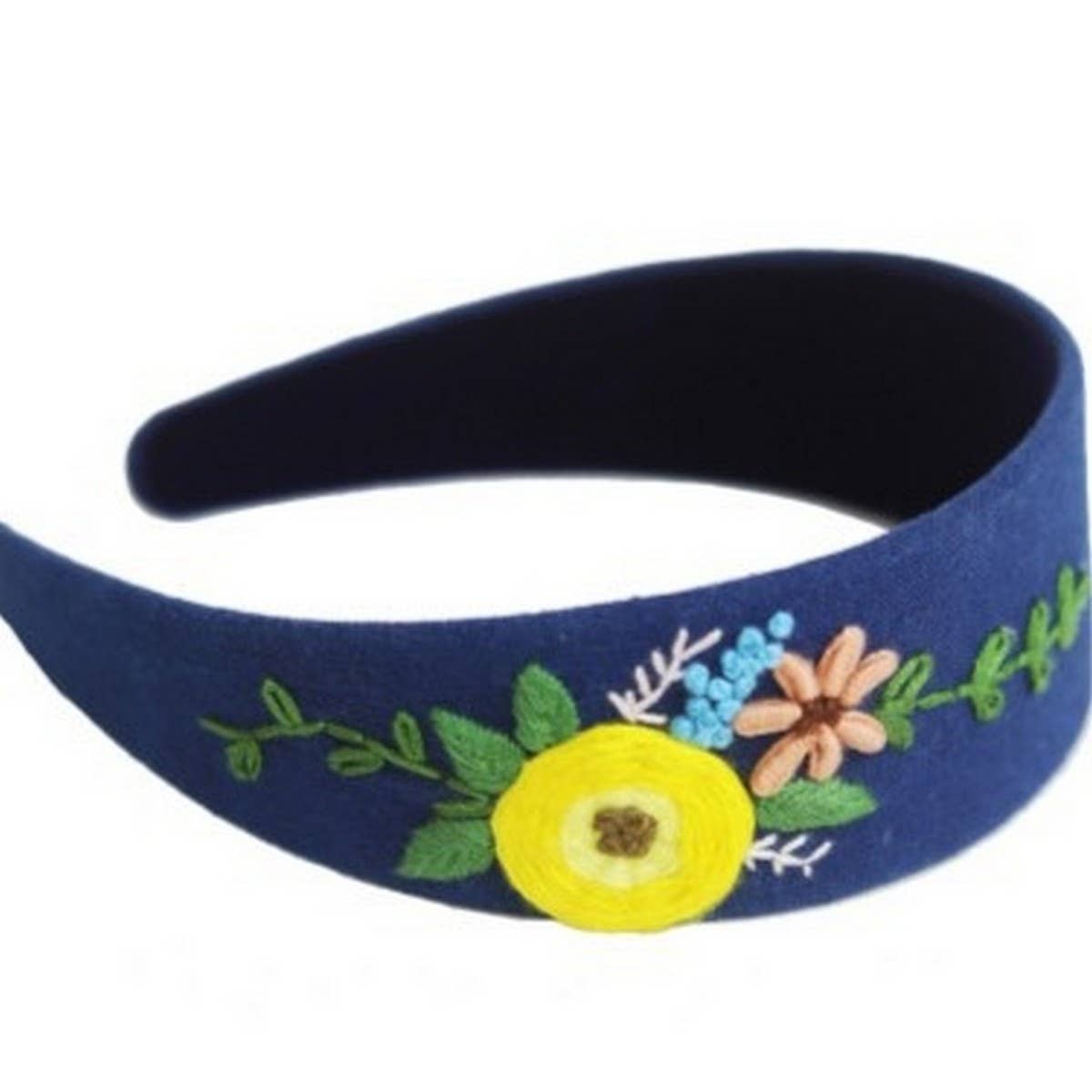 Indigo Dye Hand-Embroidered Headband, Ivy Design
