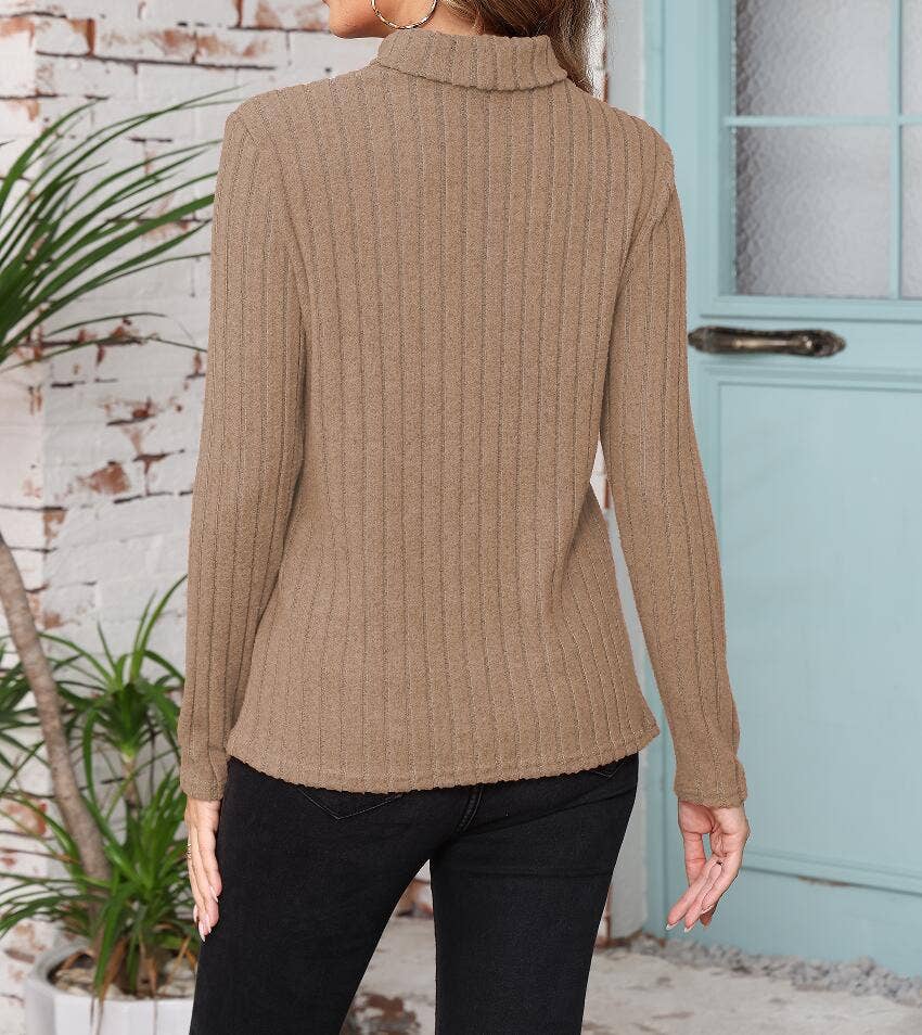 SOLID COLOR HIGH NECK BLOUSE FOR WOMEN