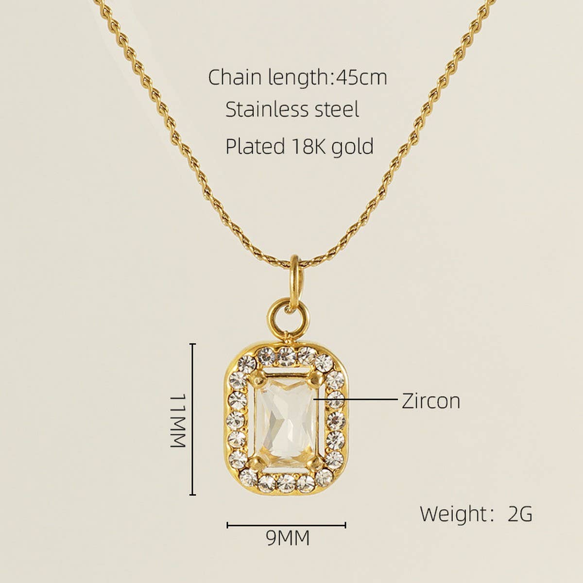 STAINLESS STEEL ZIRCON HEART PENDANT NECKLACE_CWAJE0682
