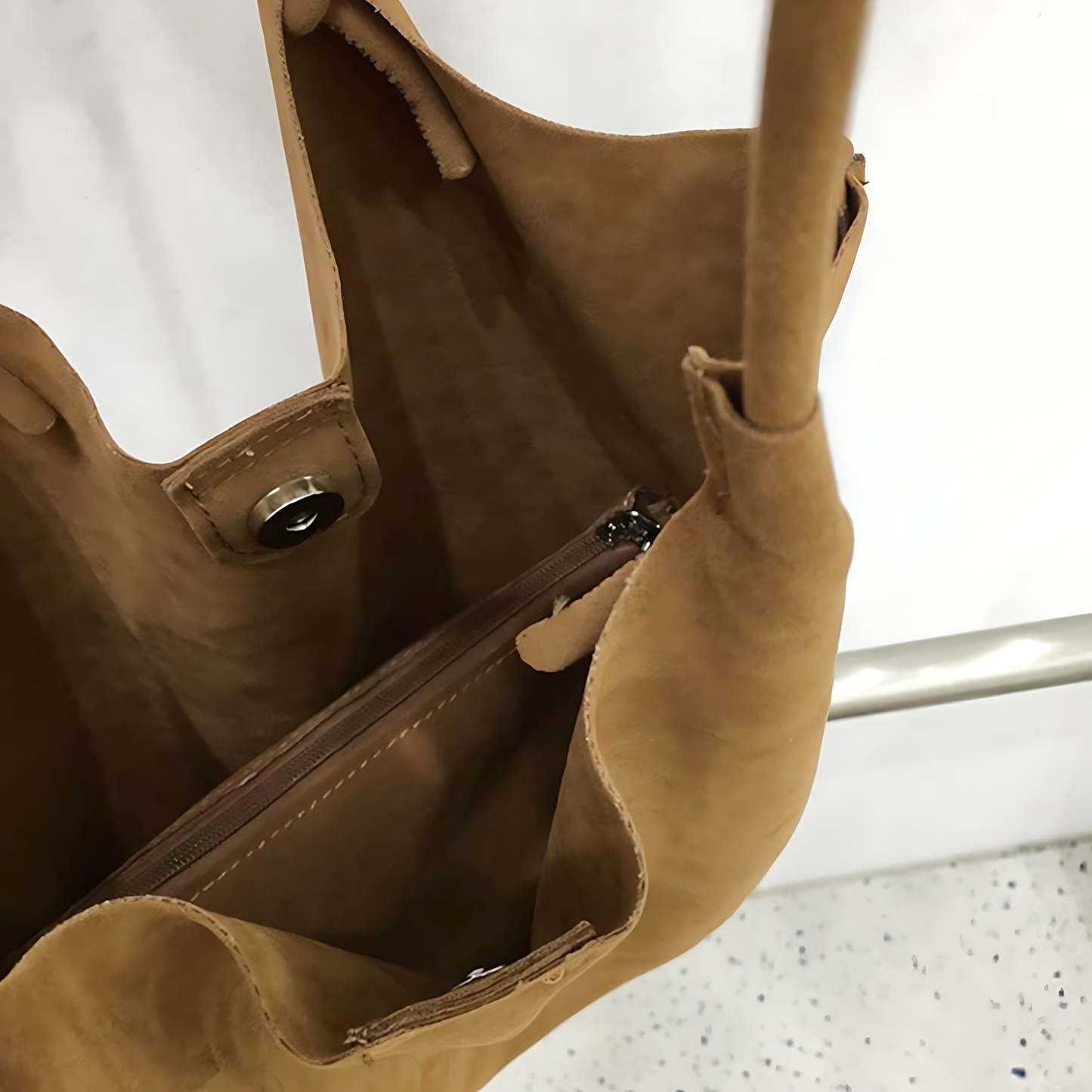 Vintage Faux Suede Tote?Soft &Spacious Shoulder Bag_CWAB4107