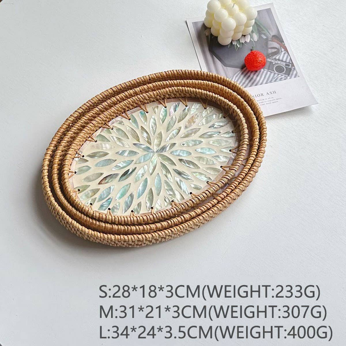 RATTAN SHELL ROUND PLATE THREE-PIECE SET_CWMM4496