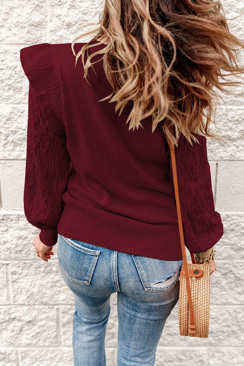 THICKENED SOLID COLOR LOOSE LONG-SLEEVED SWEATER