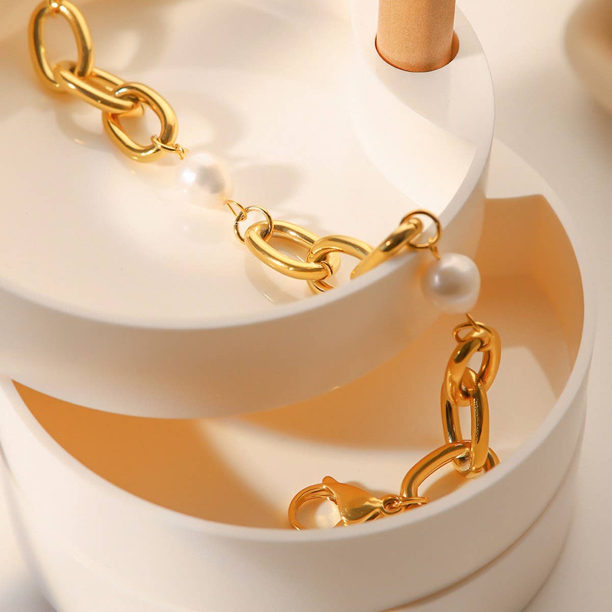 French Vintage Freshwater Pearl Cuban Bracelet