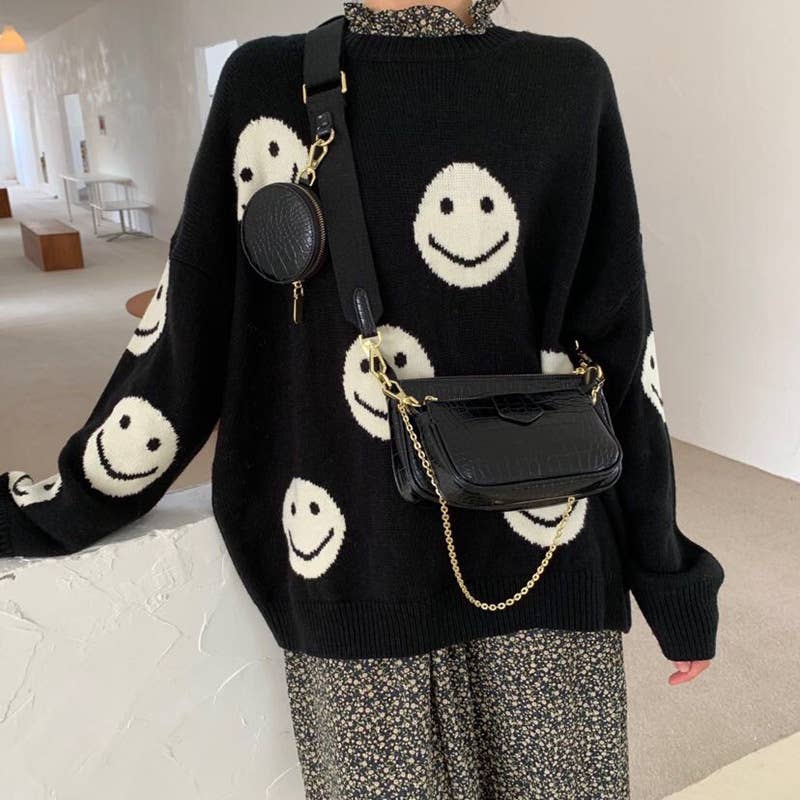 Crocodile-patterned PU small shoulder bag