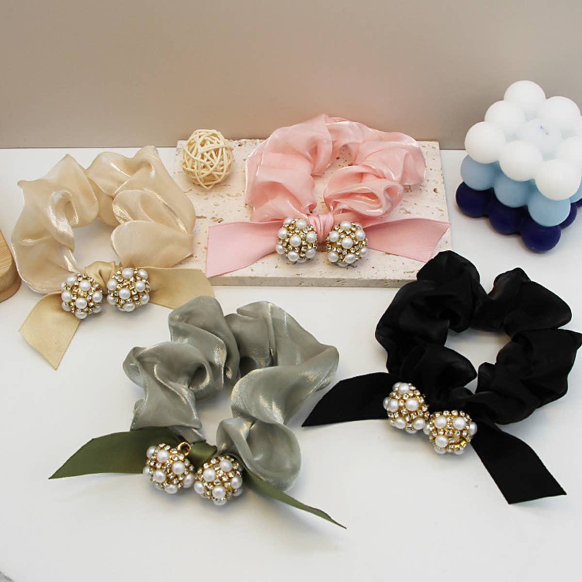 FASHION RHINESTONE PEARL BOW HAIR TIES_CWAHA0505