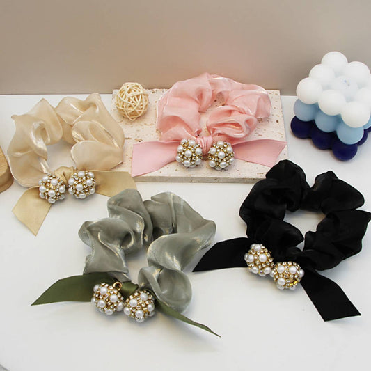 FASHION RHINESTONE PEARL BOW HAIR TIES_CWAHA0505